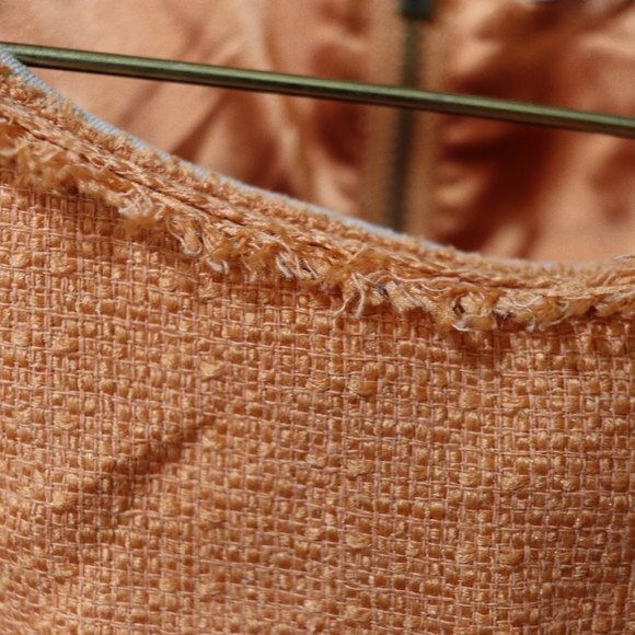 T Tahari Orange Tweed Textured Pencil Dress | Exposed Zipper Raw Edge Career 14 - Picture 10 of 13
